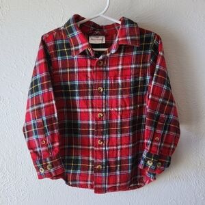 Hanna Andersson Plaid Flannel Button-Up Shirt 100cm